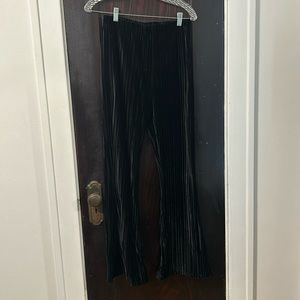 Black velvet wide leg pants
